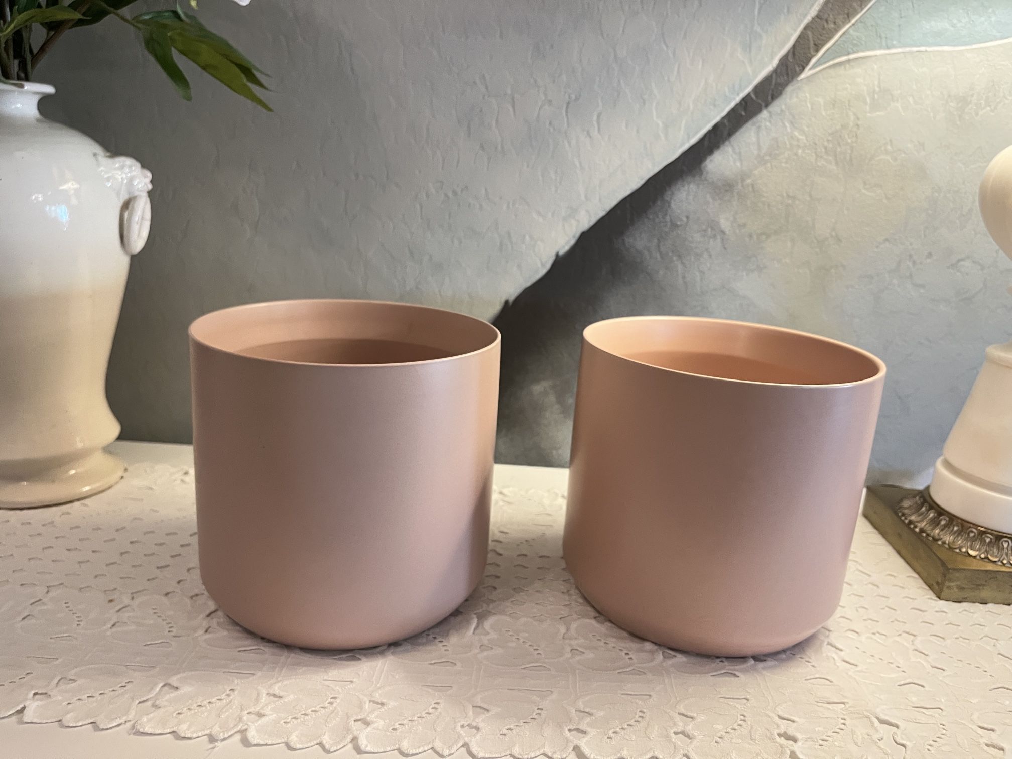 Pale Pink Ceramic Planter Pots Home Decor