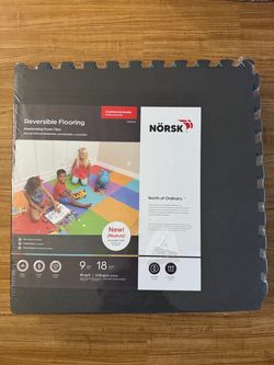 Norsk 25" x 25" Reversible Foam Flooring Assorted Colors 9 Tiles