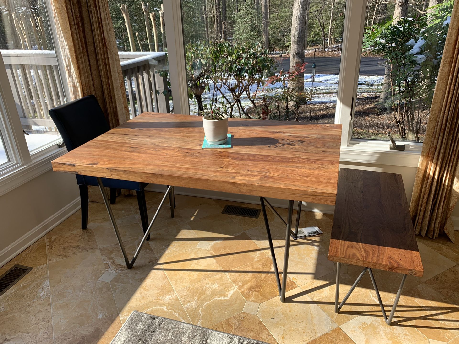 CB2 DYLAN 36"X53" DINING TABLE & 36” DYLAN BENCH