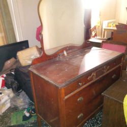 Old Antiques Dressers,Dresser With Sewing Machine Built In ,Old Work Out Bike , Record Player ,Type Writer ,Kids Motorcycle