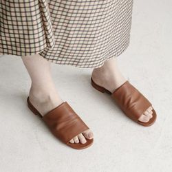 Robert Clergerie Itou Soft Sandals Leather Slides Brown Women's 37.5 $415