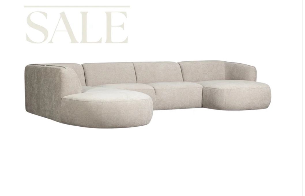 Loures U-Shape Sectional 139" Woven Fabric with Subtle Texture