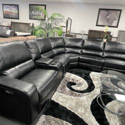 Black Sofa Sectional w/ Power Recliners