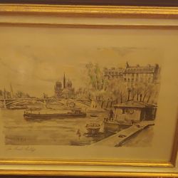 VINTAGE HERBELOT FRAMED ART