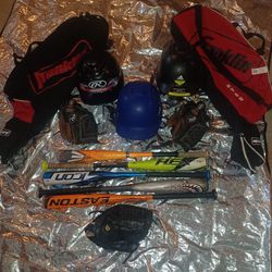 Lot Of Used Baseball Equipment 