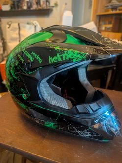 Motocross Full-Face Helmet Black Green Small