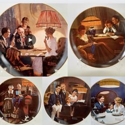 Norman Rockwell’s Light Campaign, This Is The Room That Light Made, Father’s Help, Evening Ease, Close Harmony, Birthday Wish Collector Plates 