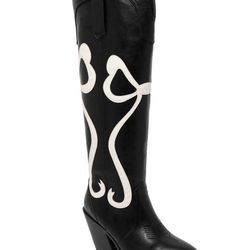 Sugar Black And White Bow Cowboy Boots New Inbox 8.5