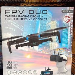 Vivitar FPV Duo Racing Drone with Goggles and GPS, Black