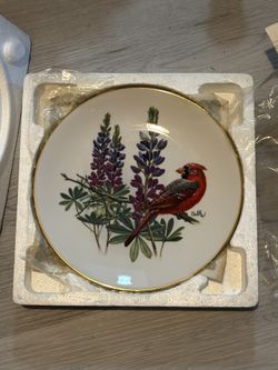 Vintage Gorham China The Cardinal and Lupine Collector Plate 1980 Fleetwood