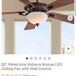 52" Minka Aire Volterra Bronze LED Ceiling Fan with wall control
