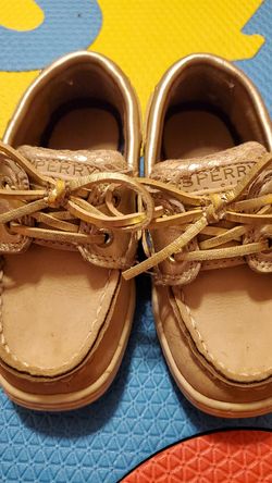 Gold Sperry Topsider velcro shoes 8.5