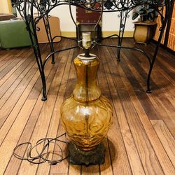 Gorgeous Mid- Century Modern Amber  Optic Glass Table Lamp (Make Me A Reasonable Offer)