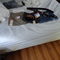 3 Brand New Mens Pants Size 44 With 2 Brand New Leather Belts To Match 