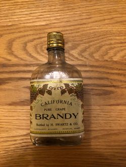 Vintage Glass Brandy Bottle circa 1918 H Swartz Boston MA