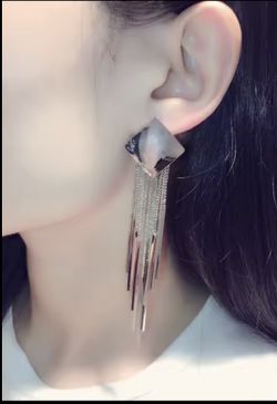 New Fashion Glossy Simple Long Earrings 