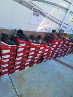 WOLVORINE & CATERPILLAR WORKS BOOTS. I HAVE SIZES 7 TO 14 DIFERENT STYLES. PRICE'S $95 TO $120. GARDEN GROVE CA-92841.