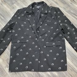 Forever 21 & Hello Kitty Black Pinstripe Blazer Suit Jacket Size Large