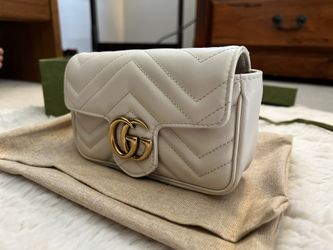 Gucci GG Marmont Matelasse Super Mini Bag White in Leather with