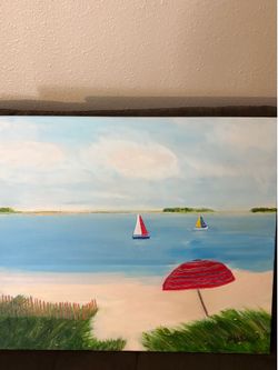 Sail by the beach original acrylic painting