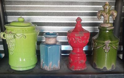 Collection of glazed pottery Vases