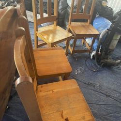 4 Wood Chairs And Table 