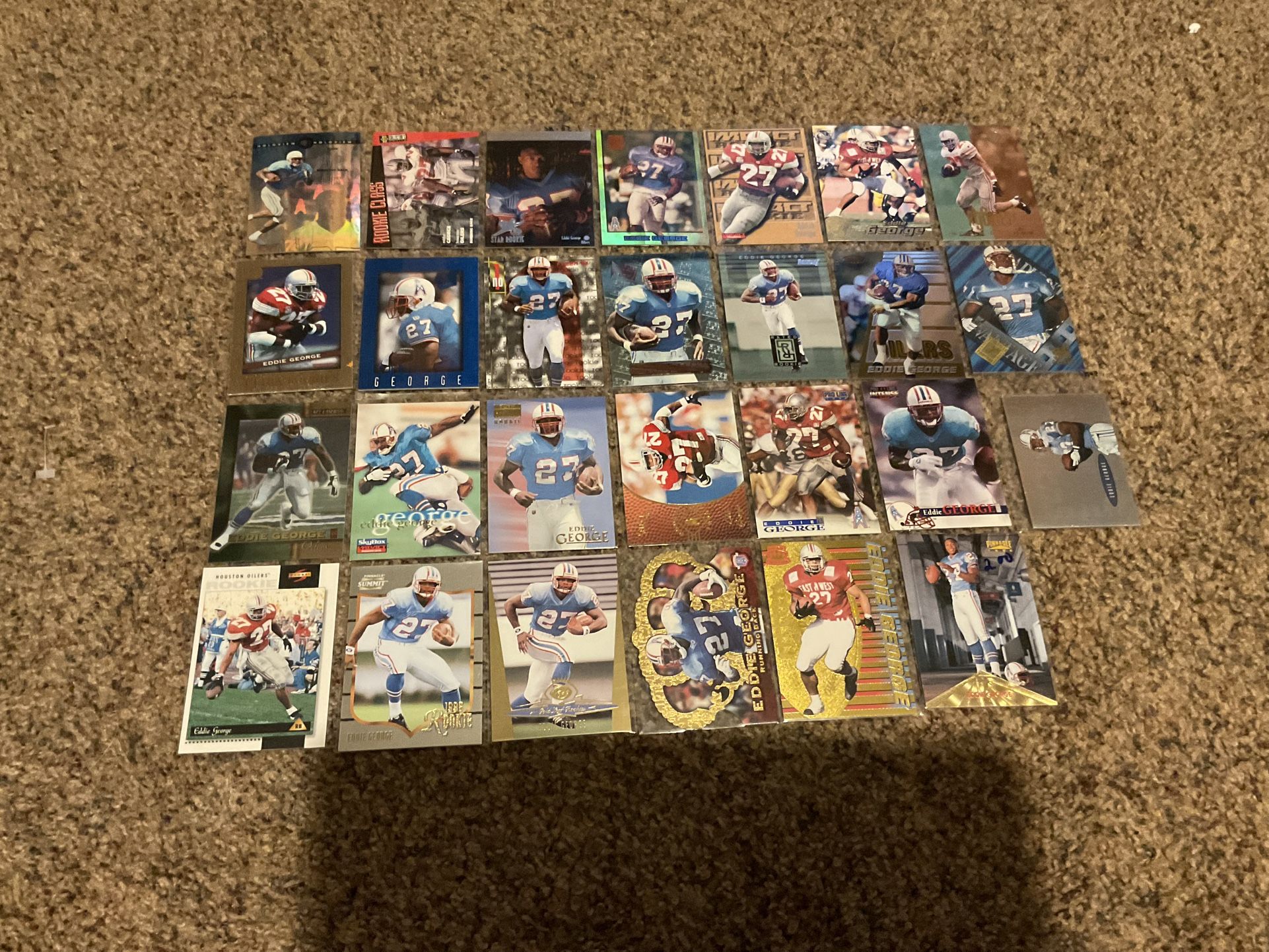 27 Eddie George Football Cards- All Rookies With Premium Inserts Houston Oilers, Tennessee Titans Legend