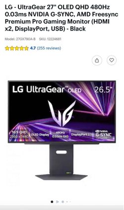 Lg UltraGear + GX7 27GX790A OLED 27” 1440P 2k 480hz New Open Box
