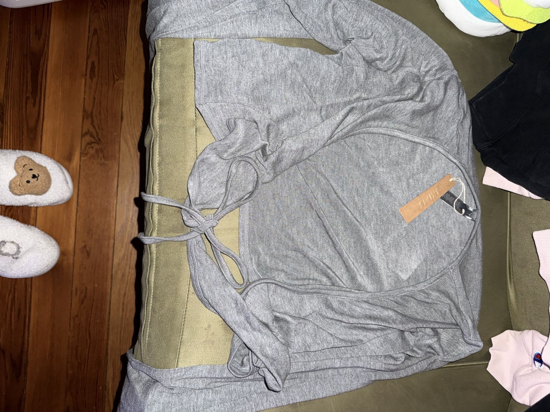 SKIMS Gray long Sleeve Wrap Top Size 2X