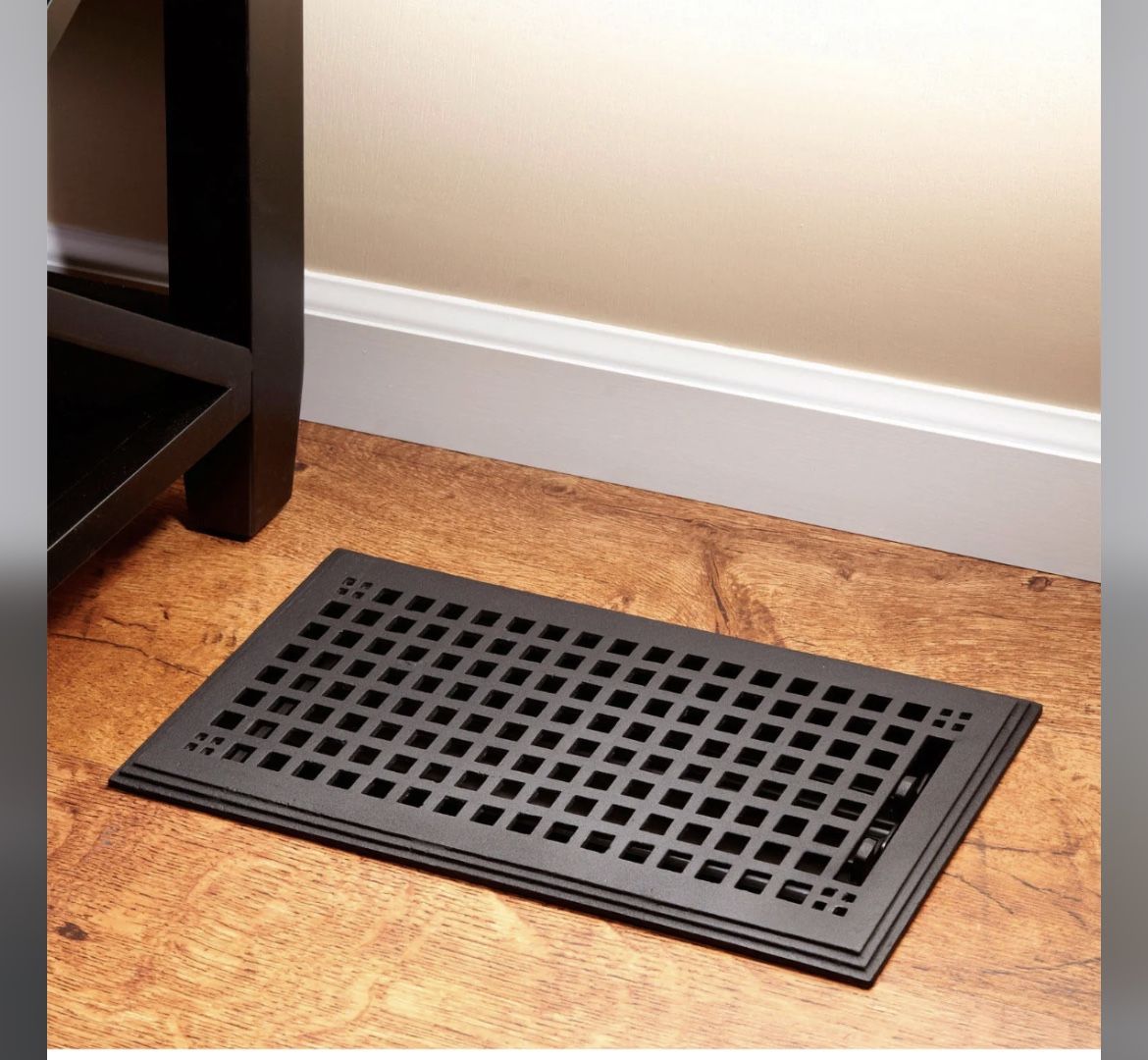 MISSION CAST IRON FLOOR REGISTER - BLACK 6" X 14" (7-1/8" X 15-3/8" OVERALL)