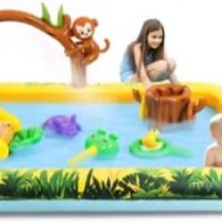 Sunclub Inflatable Play Center, Inflatable Swimming Pool with Slide, Sprinker