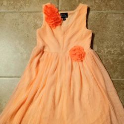 Sleeveless Coral Pleated Dress Little Girls Sz.6x