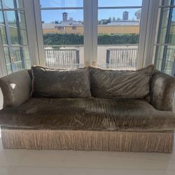 Gorgeous Velvet Bronze/Beige/ Olive Mixed Tones Couch