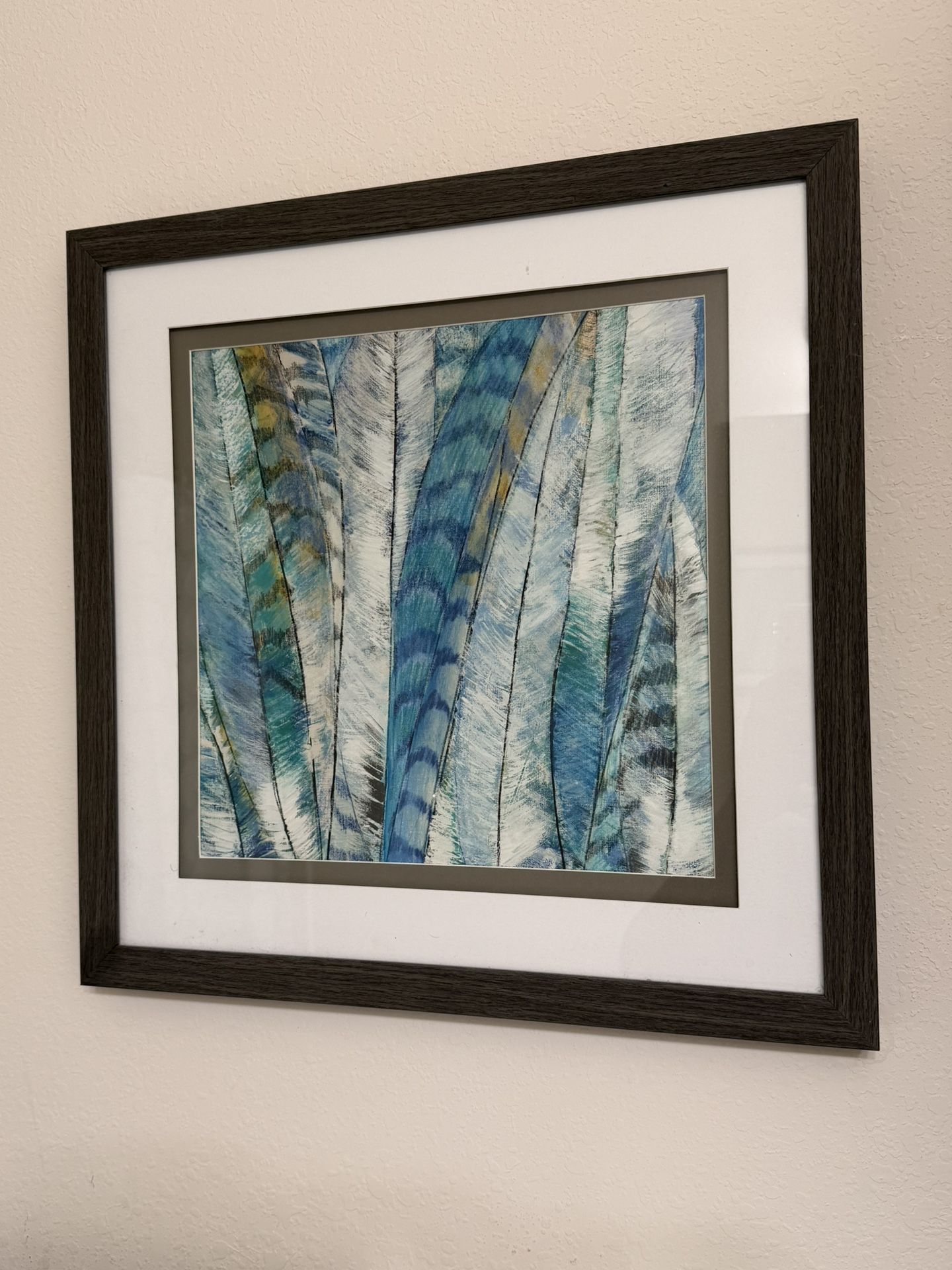 Blue & Teal Feather Wall Art – Framed Home Decor