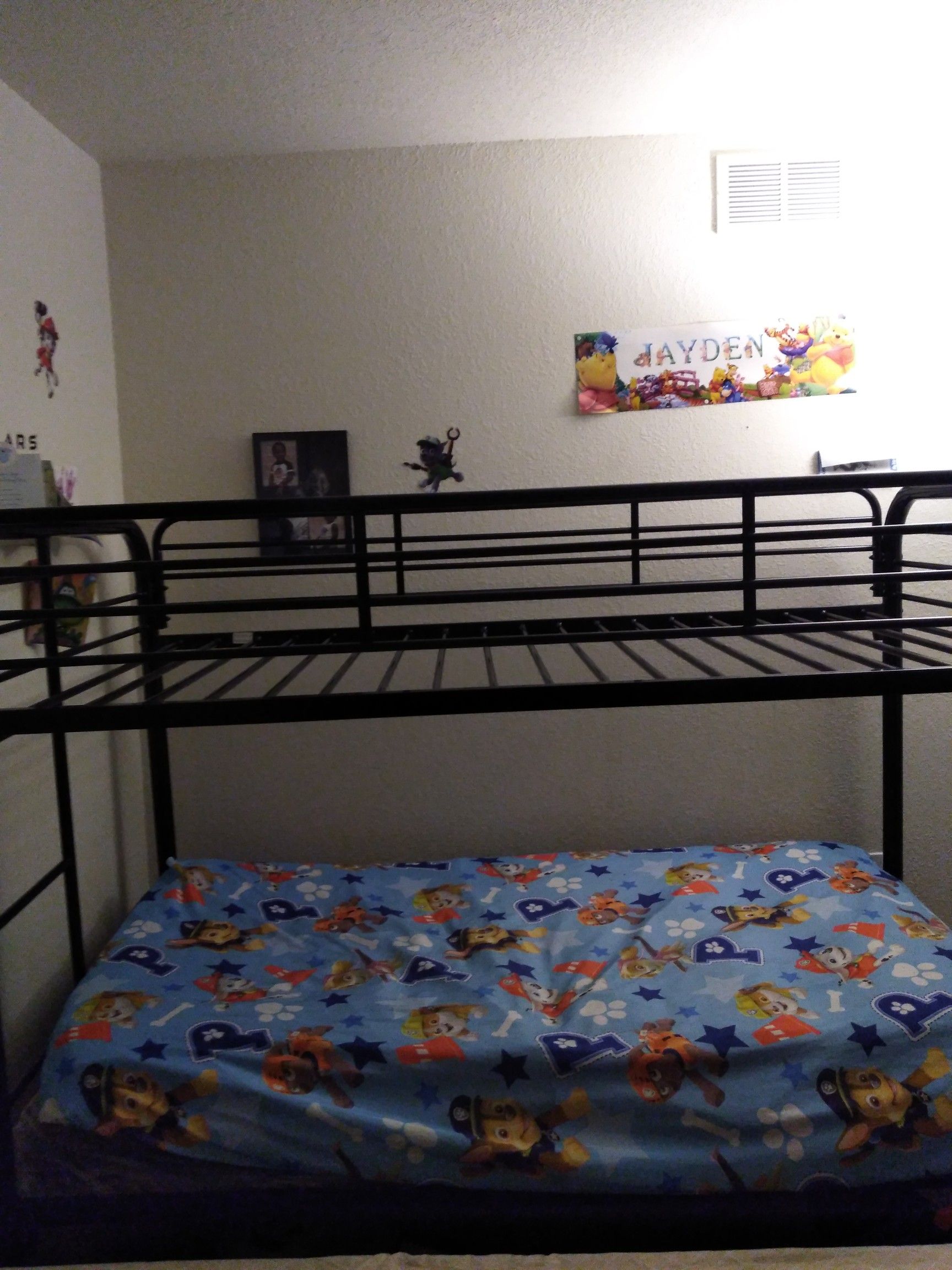 Metal twin bunk bed