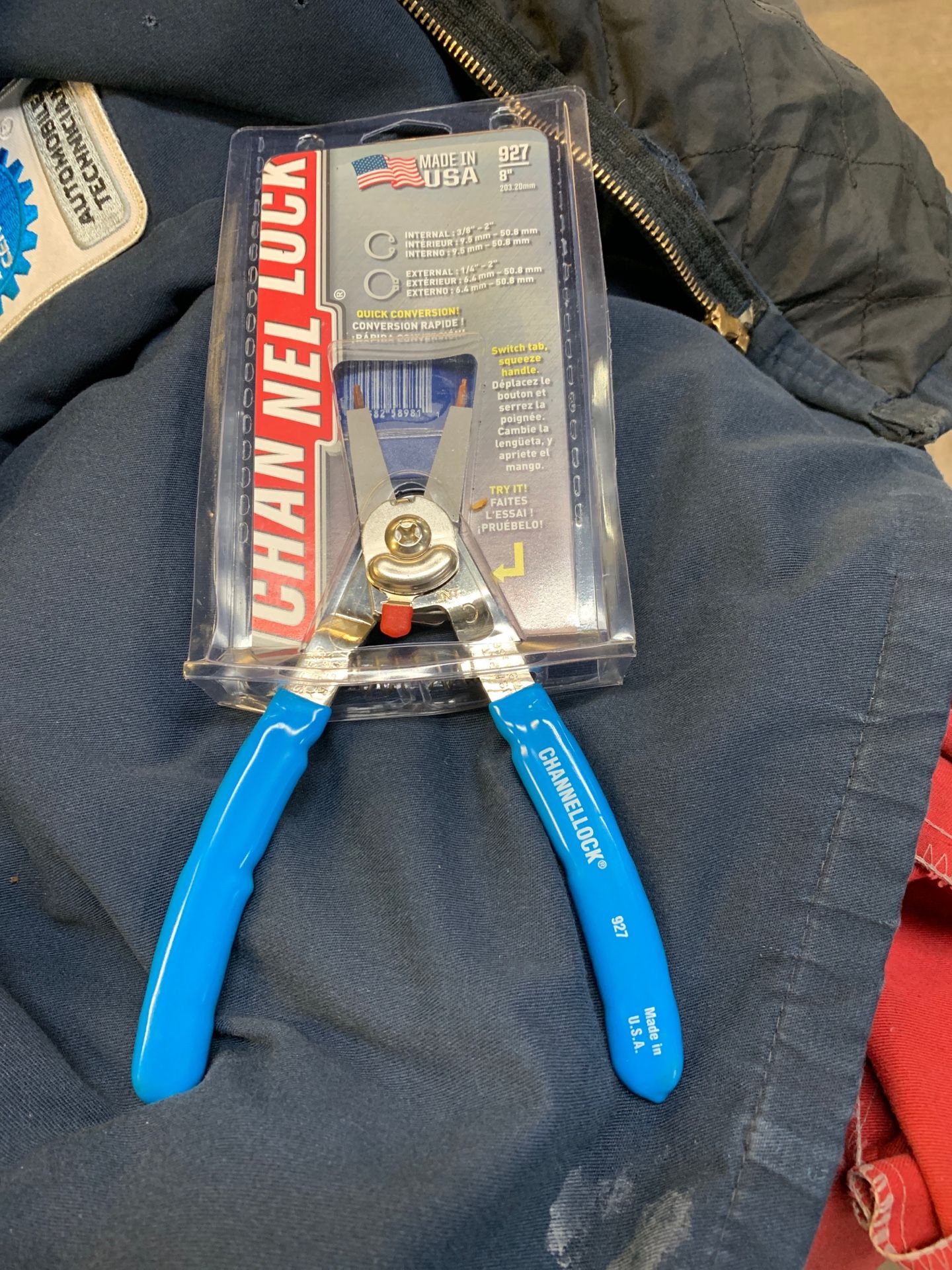 8 in adjustable. Internal/ external. Snap ring pliers