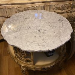 Antique Round Table real Marble Top