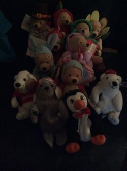 Winnie the Pooh and coca cola brand stuffed animals