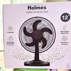Holmes Black 12” Table Breeze Table Oscillating Fan