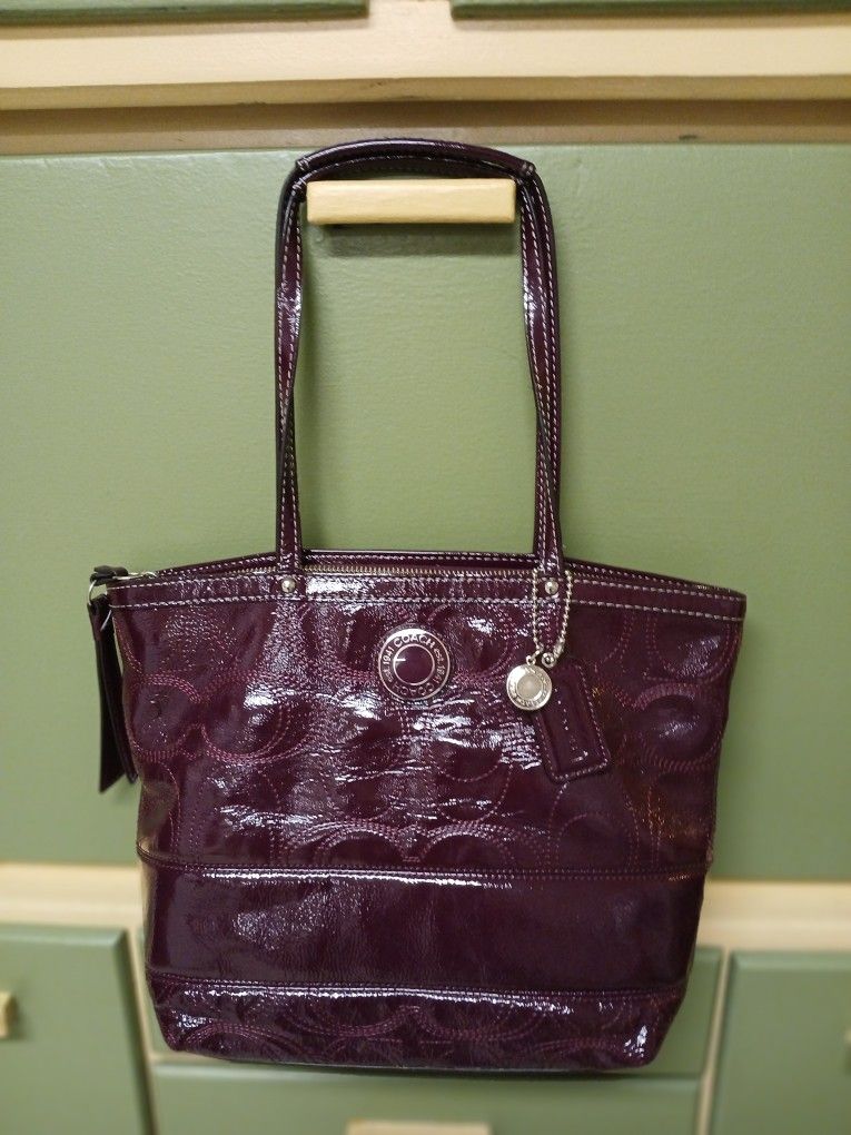 Coach 1941 Authentic Luxe Leather Purple Handbag.