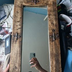 Rustic Antique Mirror With Snall Croasses On It Rare Rare 