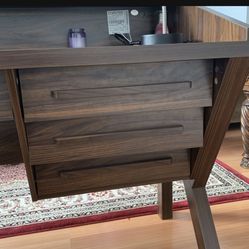 Brown Desk With Charging Station 