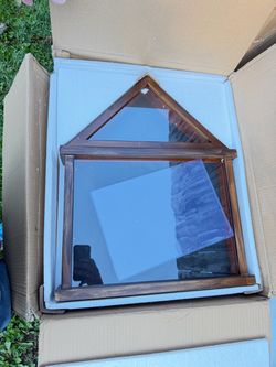 Wood Framed Wall Mirror with Triangle Accent