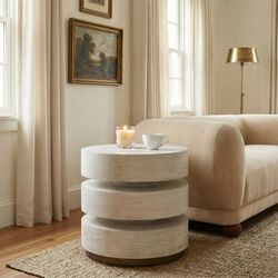 Laha Oak White Side Table