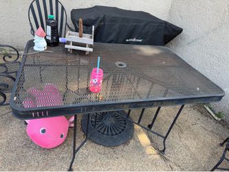 Metal patio table and chairs
