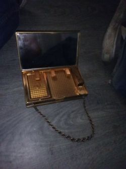 Vintage 1940’s EVANS Rhinestone Encrusted Flower Silvertone Wristlet Compact Case