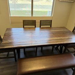 Antique Style 79" Rectangular Dining Table in Multi Color 