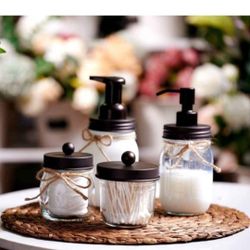 Amolliar Mason Jar Bathroom Accessories Set(4 Pack)