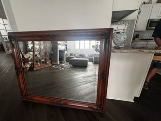 Large wood trim mirror