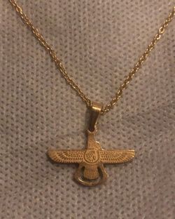 Farvahar Ahura Mazda Chain Necklace Pendant New فروهر Stainless Steel 